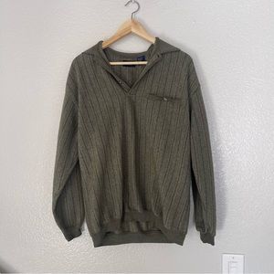 Vintage Safe Harbor Sportswear Green Long Sleeve Button Down Size Medium